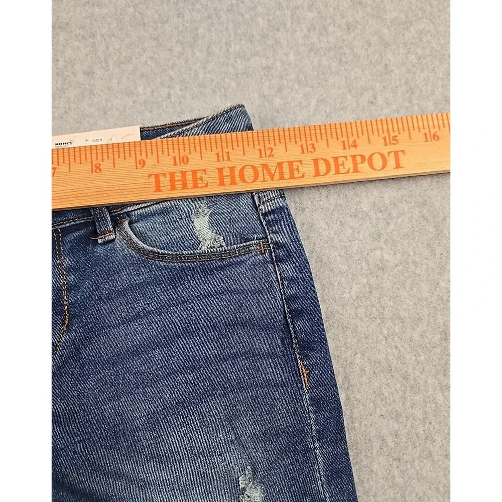 SO Jean Shorts Girls Size 8 Mid Rise Denim Bermuda Short Distressed Jeans NWT‎